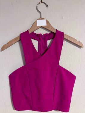 Express Women’s One-Shoulder Fuchsia Cross-Front Top